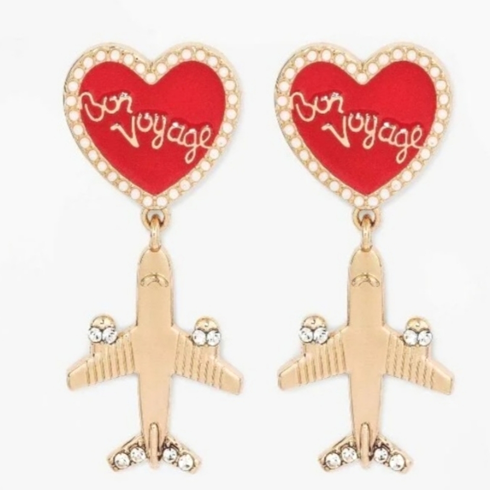 Nwt Sugarfix By Baublebar Jetsetter Drop Bon Voyage Travel Earrings Airplane